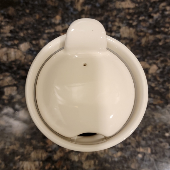 Rae Dunn DRINK Tall White Ceramic Coffee Travel Mug Tumbler with Lid - Picture 8 of 11